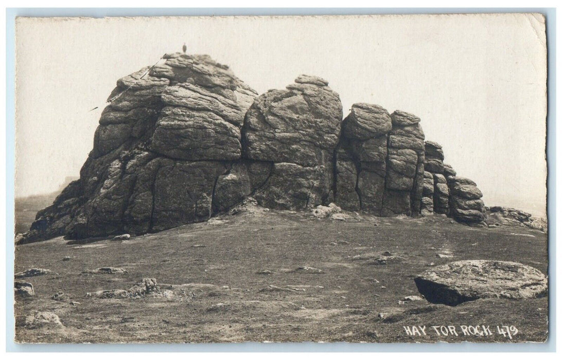c1910's Haytor Rock Dartmoor Devon England United Kingdom RPPC Photo Postcard