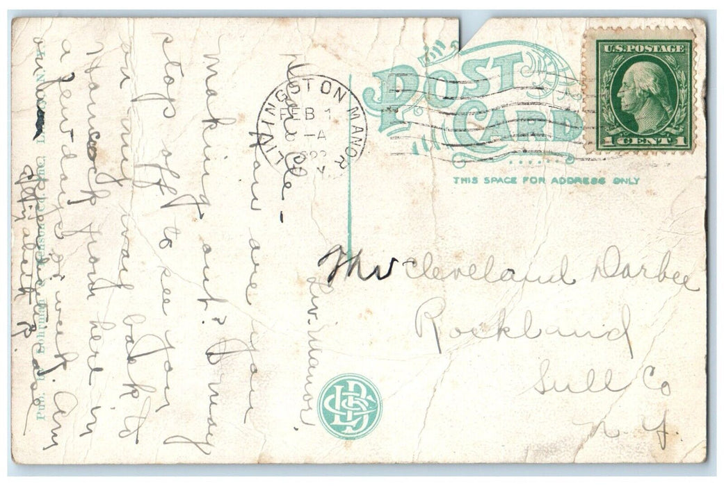 1922 O. & W. R. R. Station Locomotive Train Railroad Roscoe New York NY Postcard