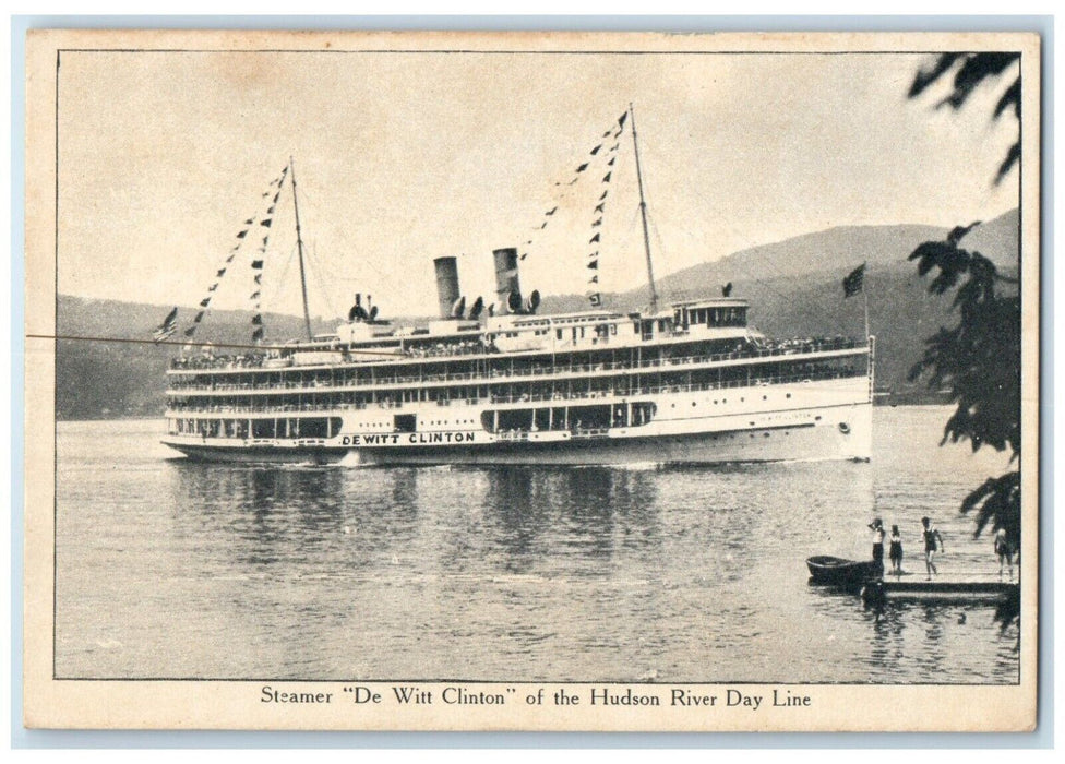 1910 Steamer De Witt Clinton Cruise Ship Hudson River Day Line New York Postcard