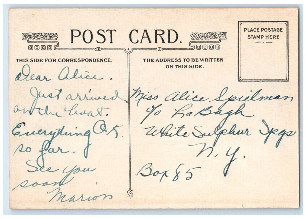 1910 Steamer De Witt Clinton Cruise Ship Hudson River Day Line New York Postcard