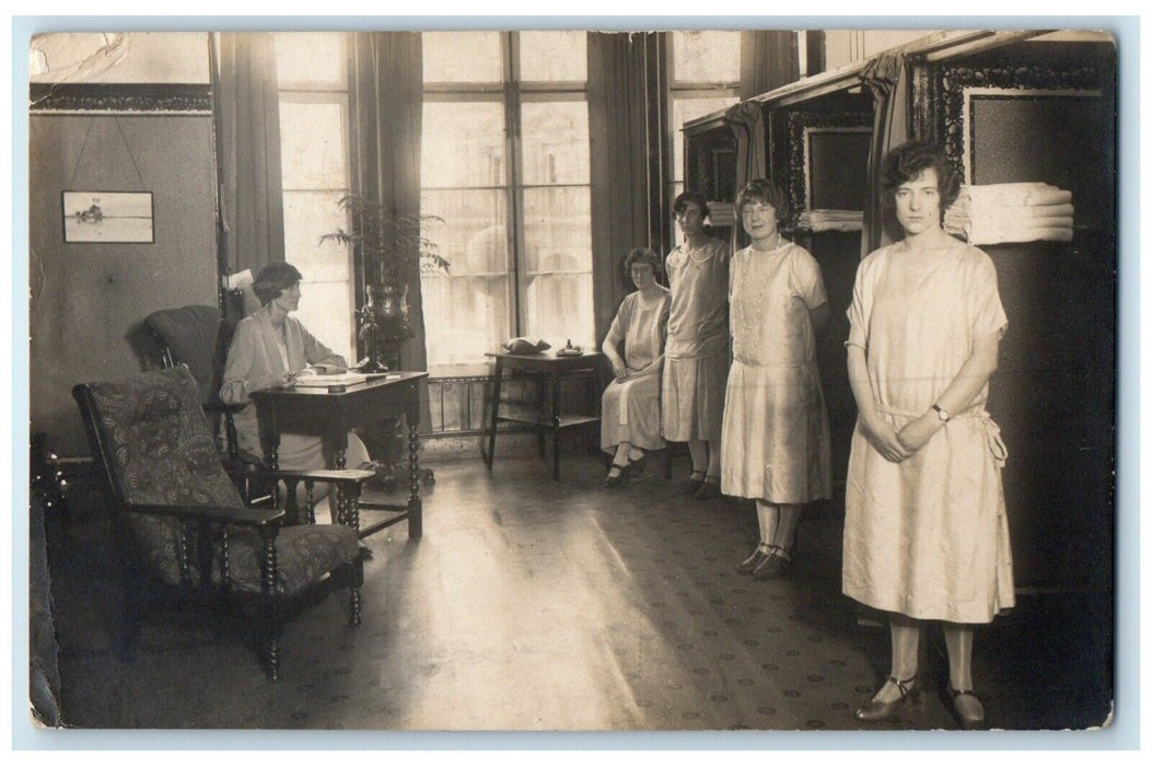 c1910's Hospital Spa Interior Woman England United Kingdom RPPC Photo Postcard