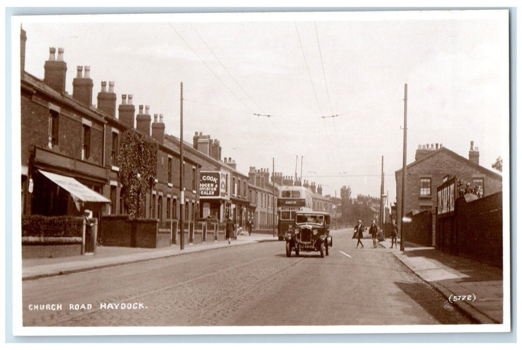 c1910's Church Road Haydock Cook Car England United Kingdom RPPC Photo Postcard