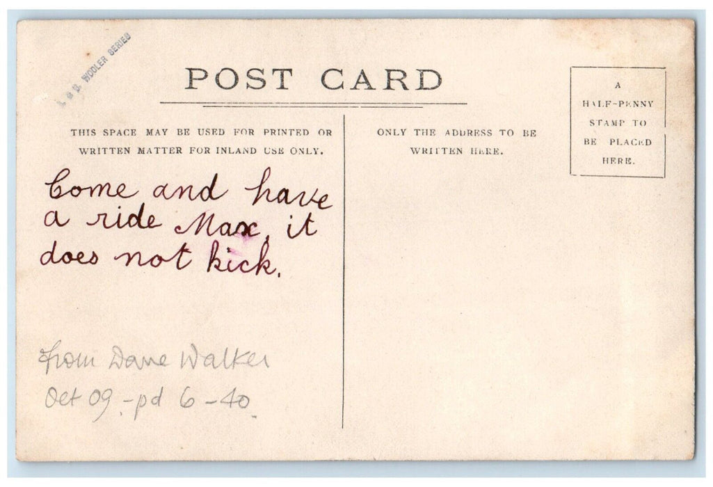 c1910's Children Rocking Horse England United Kingdom RPPC Photo Posted Postcard
