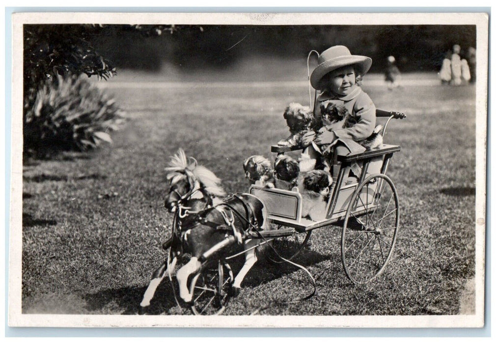 c1910's Little Kid And Pekingese Dogs England United Kingdom RPPC Photo Postcard