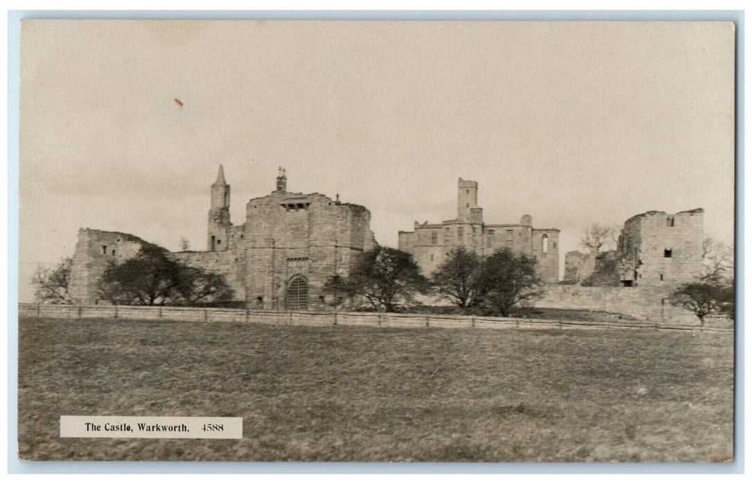 View Of The Castle Warkworth England United Kingdom UK RPPC Photo Postcard