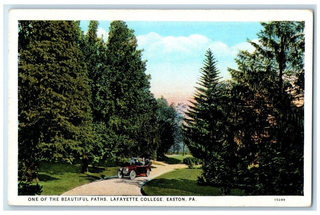 c1930 One Beautiful Paths Lafayette College Easton Pennsylvania Vintage Postcard