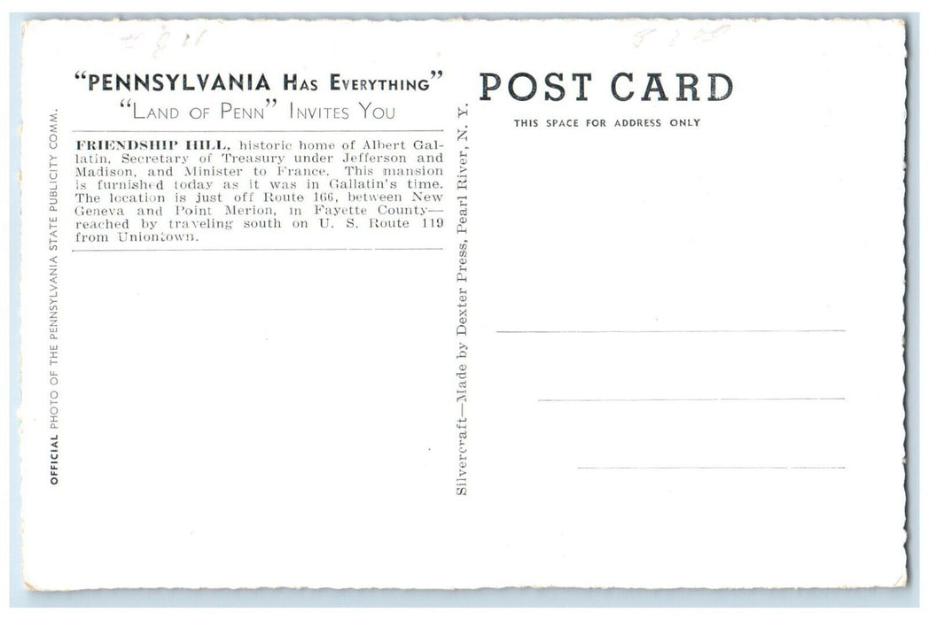 1940 Pennsylvania Has Everything Land Penn Invites You Friendship  Hill Postcard