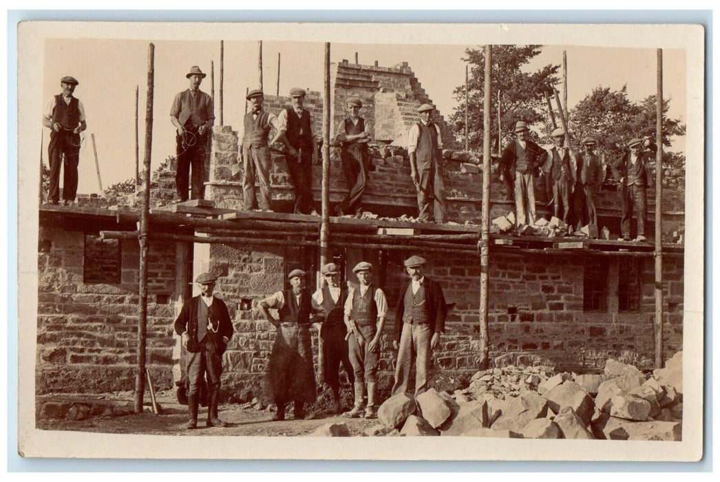 Quarry Mining Occupational Construction Workers 2 England UK RPPC Photo Postcard