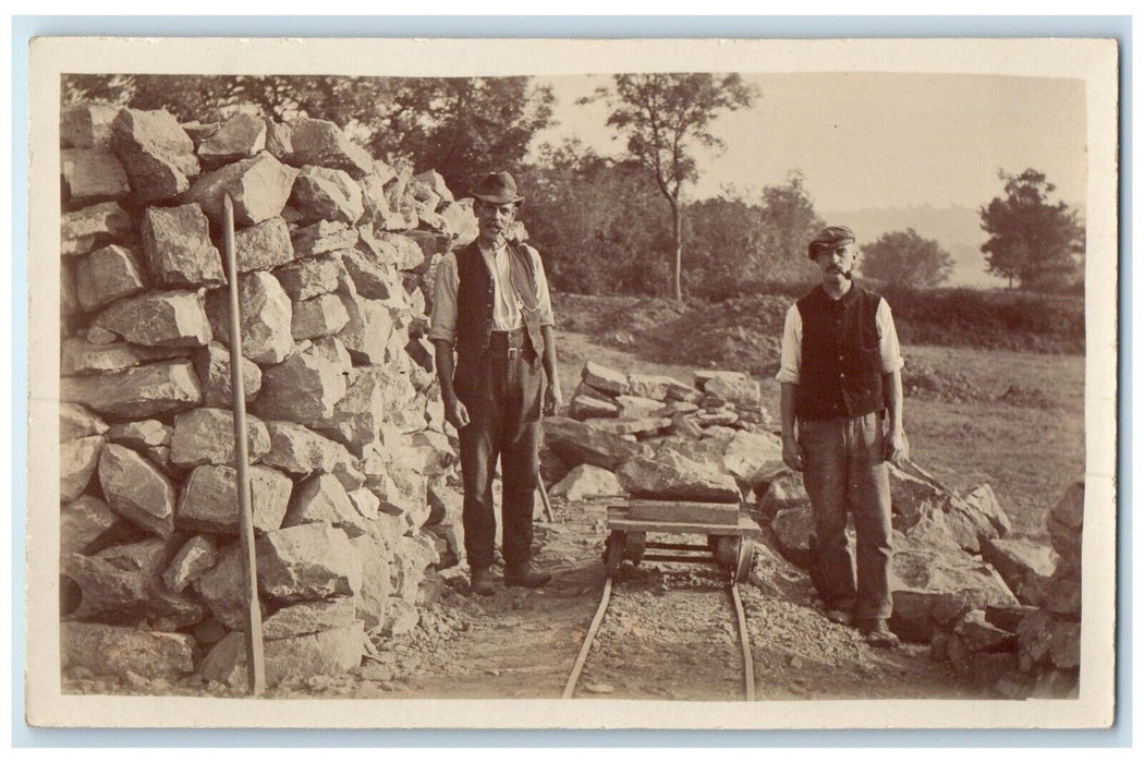 Quarry Mining Occupational Construction Workers 3 England UK RPPC Photo Postcard