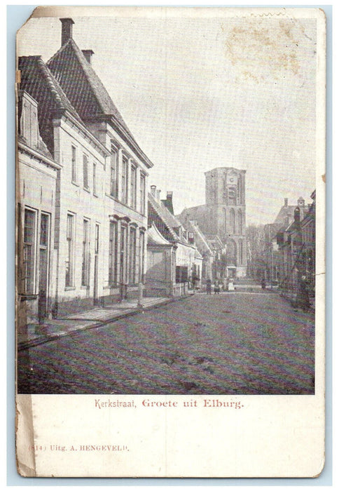 c1905 Greetings from Elburg Kerkstraat Netherlands Unposted Postcard