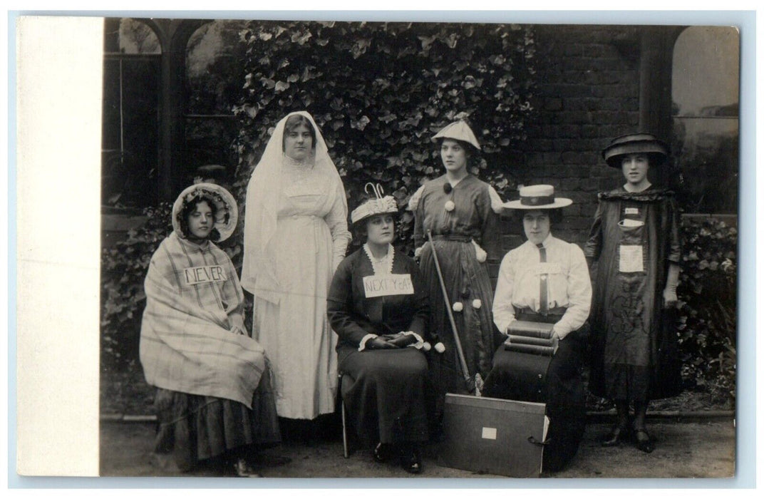 c1910's Fancy Dress Ball WWI England United Kingdom UK RPPC Photo Postcard