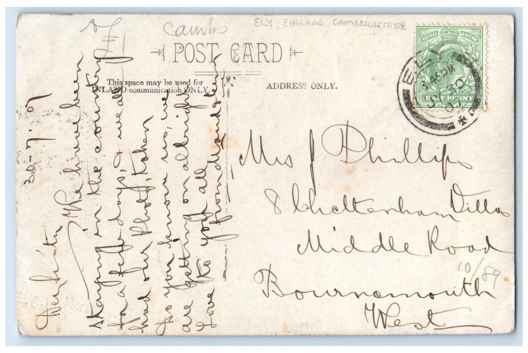 1907 Family Ely Cambridgeshire England United Kingdom UK RPPC Photo Postcard