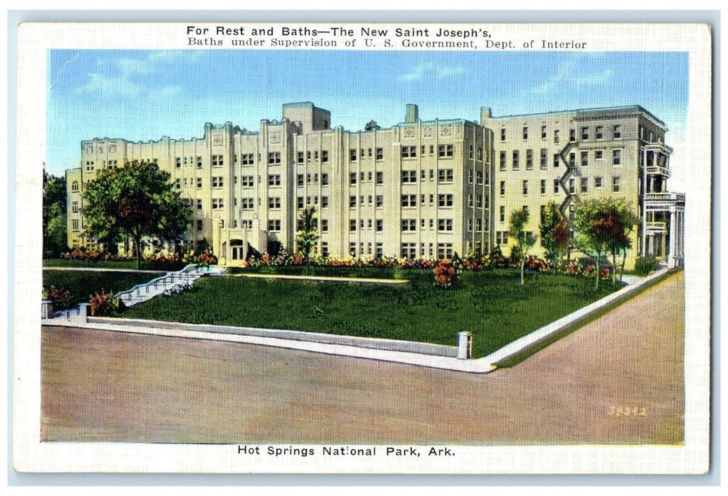 c1930's The New Saint Joseph's Hot Springs National Park Arkansas AR Postcard
