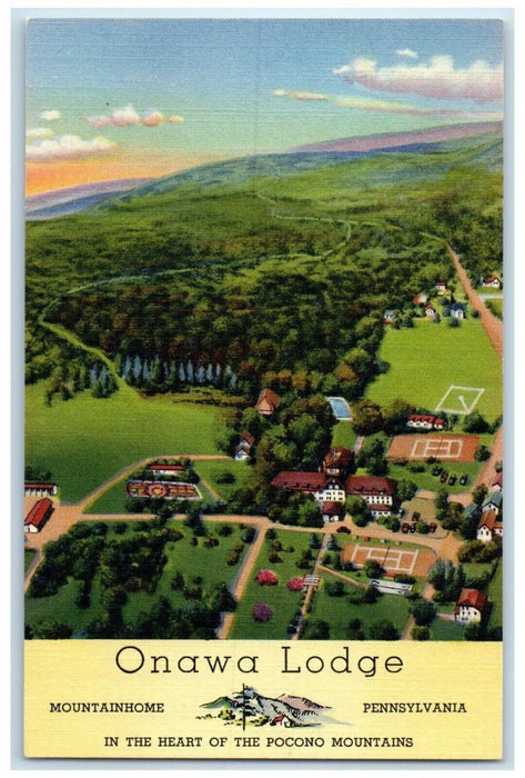 c1950's Birds Eye View Of  Onawa Lodge Mountainhome Pennsylvania PA Postcard