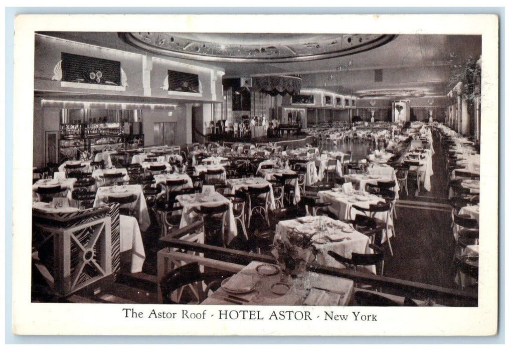 The Astor Roof Hotel Dining Room Interior View Astor New York NY Postcard