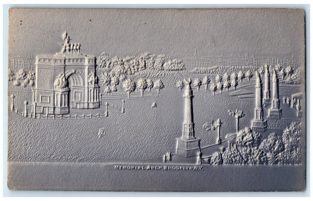 c1910 Aerial View Memorial Arch Brooklyn Embossed New York NY Antique Postcard