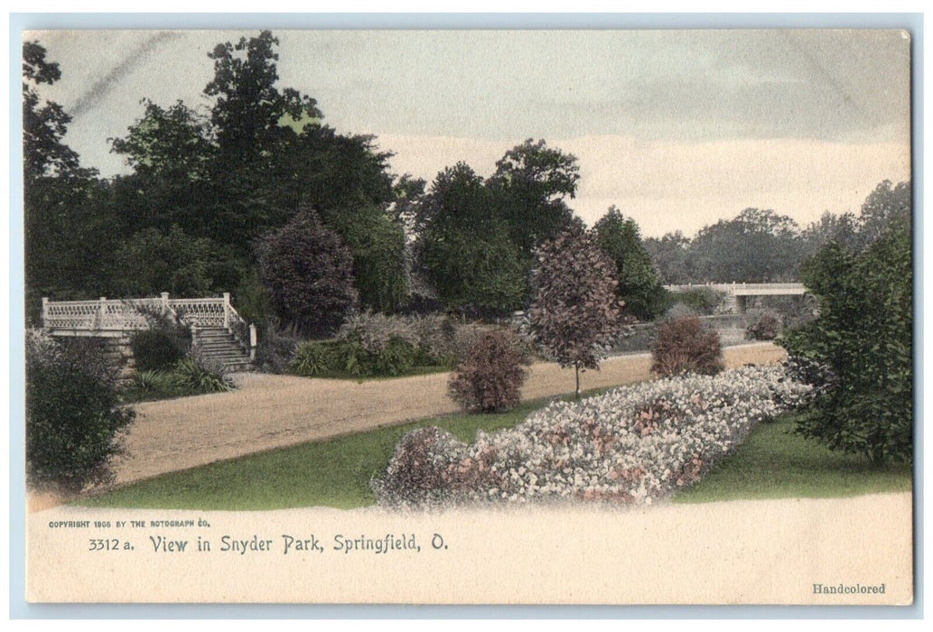 1905 View Snyder Park Trees Flowers Garden Springfield Ohio OH Unposted Postcard