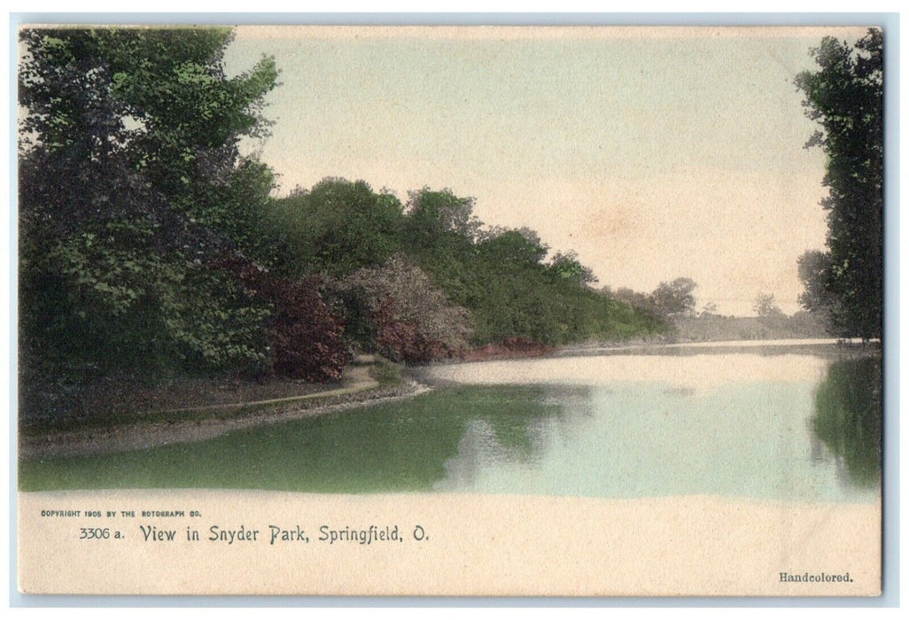 c1905 View Snyder Park Lake River Springfield Ohio OH Vintage Antique Postcard