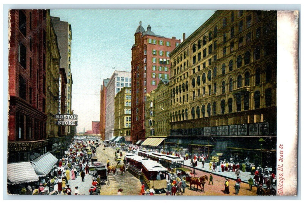 c1905 Aerial View State St Streetcar Buildings Road Chicago Illinois IL Postcard