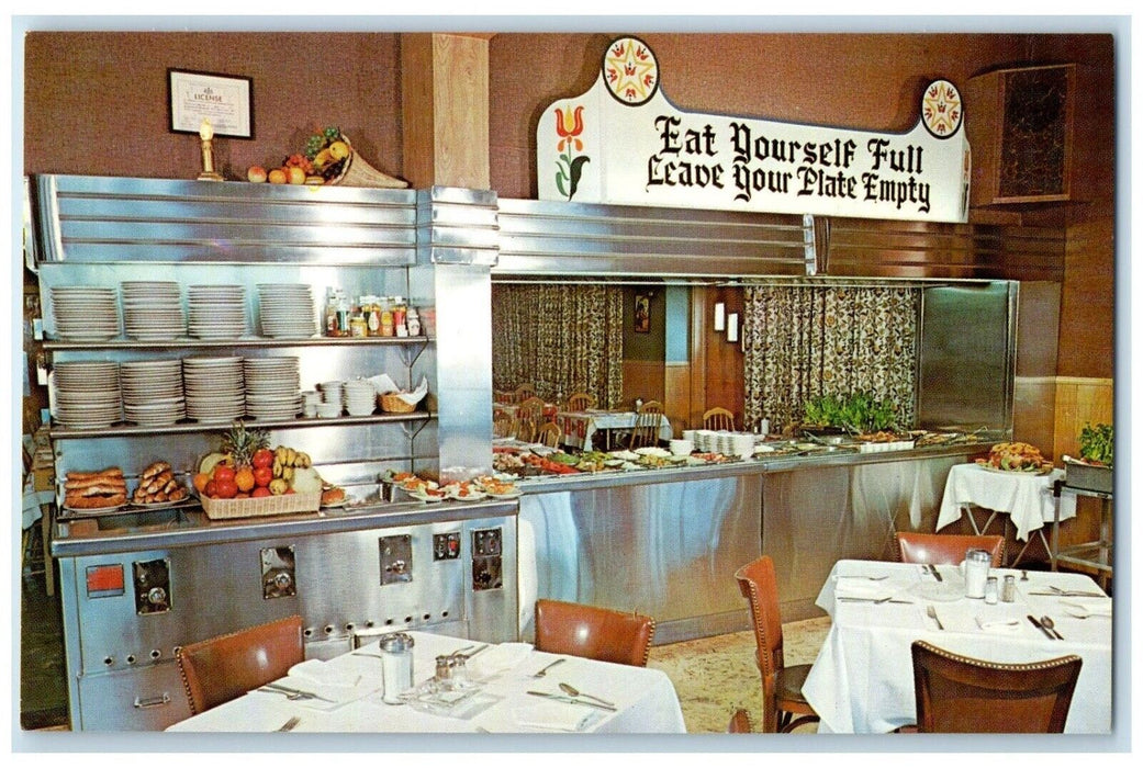 c1950's Miller's Smorgasbord Restaurant Dining Room Lancaster PA Postcard