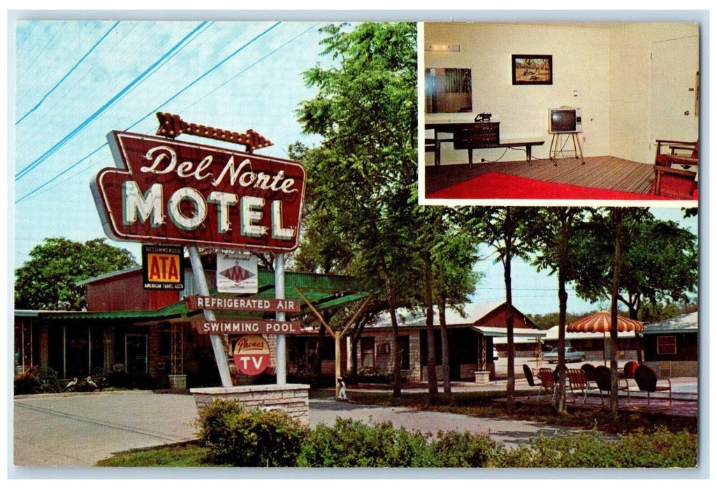 c1960's Del Norte Motel & Restaurant Kerrville Texas TX Room View Postcard