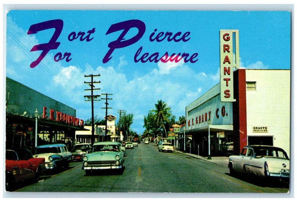 c1960 Fast Growing Orange Avenue Business District Fort Pierce Florida Postcard