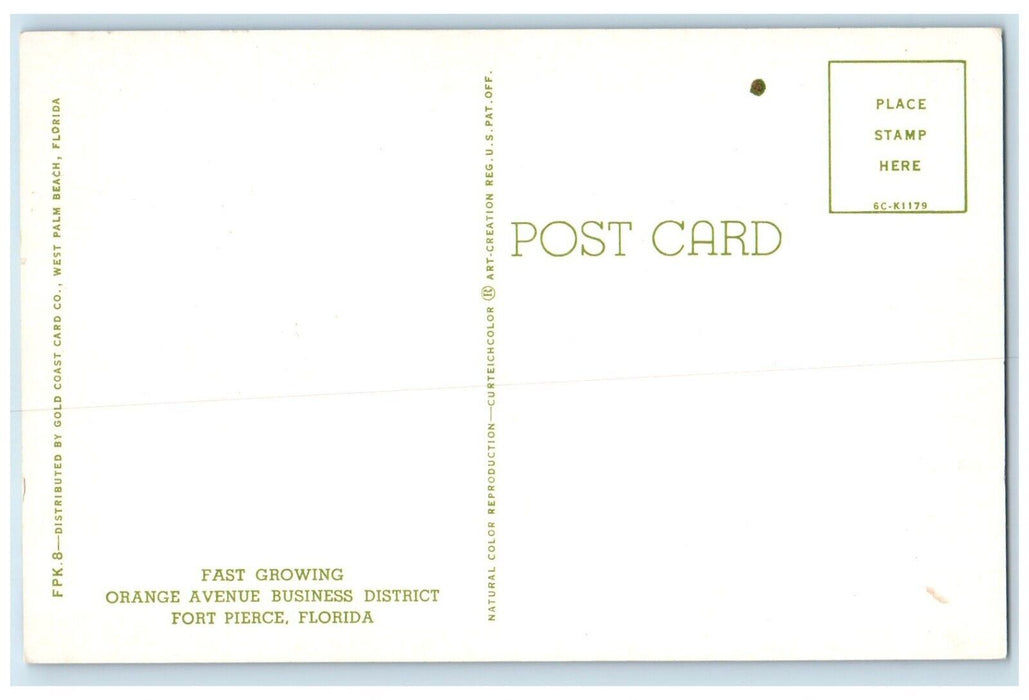 c1960 Fast Growing Orange Avenue Business District Fort Pierce Florida Postcard