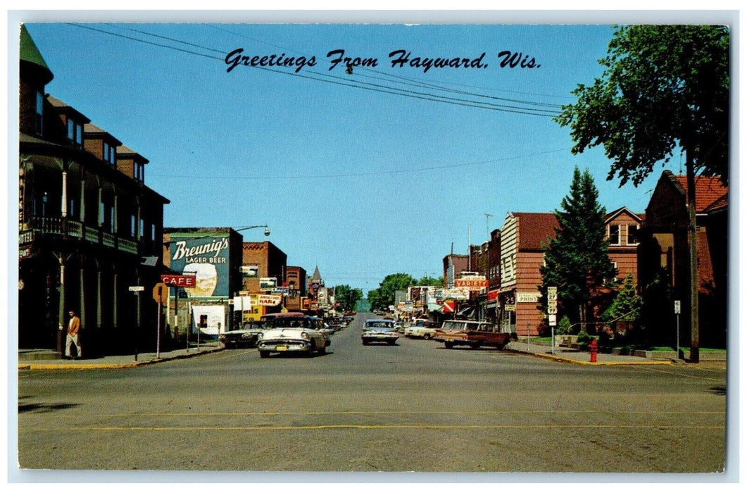 c1960 Greetings Hayward Wisconsin Vacation Paradise Indian Head Country Postcard