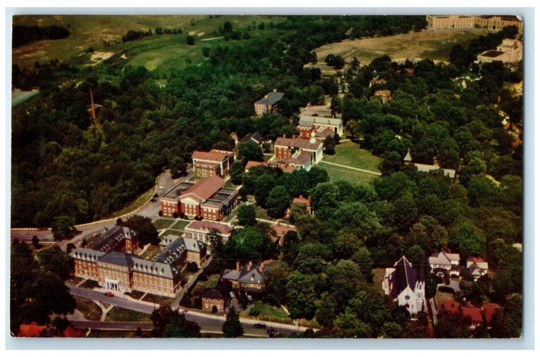 c1950s Aerial View Of Washington And Lee University Campus Lexington VA Postcard