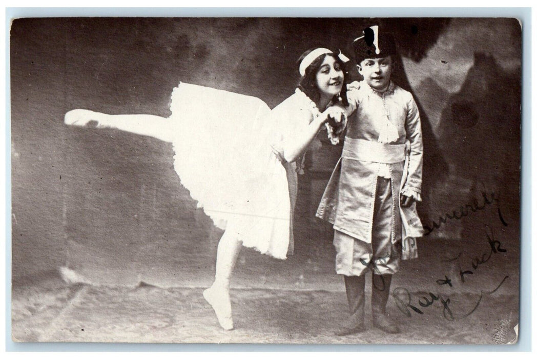 c1910's Ballet Dance Costume Studio Portrait England UK RPPC Photo Postcard
