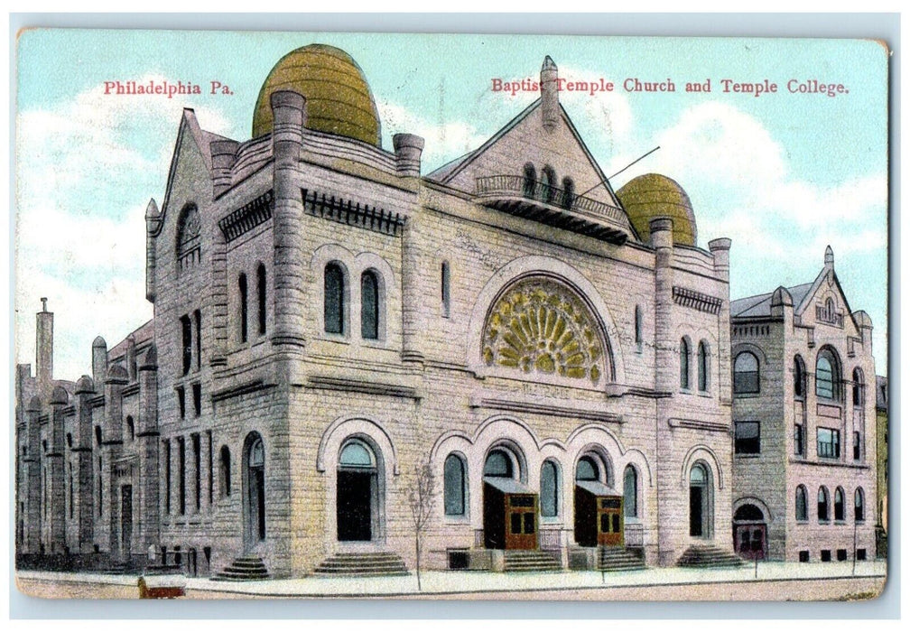 1909 Baptist Temple Church Temple College Philadelphia Pennsylvania PA Postcard