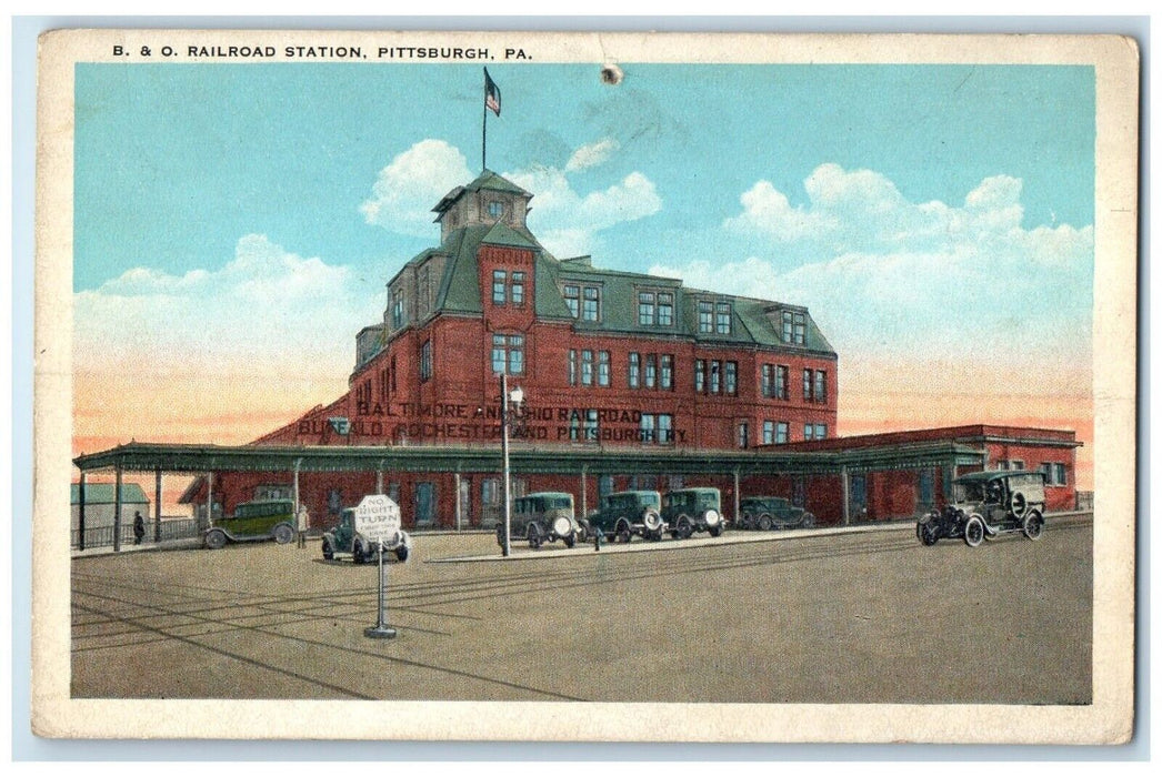 c1930 BO Railroad Station Exterior Building Pittsburgh Pennsylvania PA Postcard