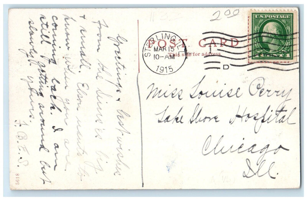 1915 Government Dam Rock River Sterling Exterior Rock Falls Illinois IL Postcard