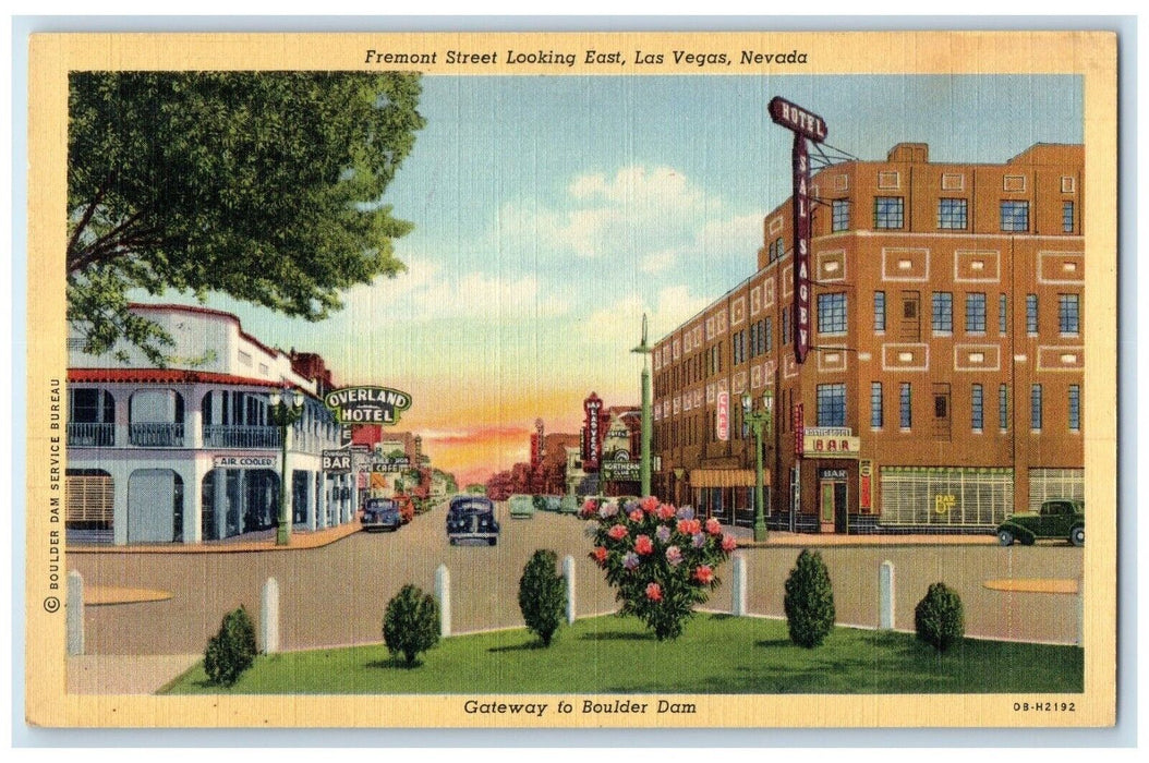 c1940 Fermont Street Looking East Gateway Boulder Dam Las Vegas Nevada Postcard