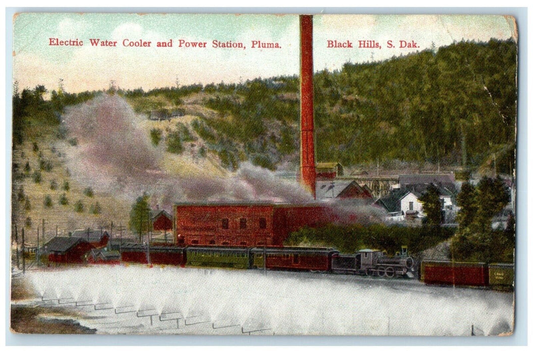 1910 Electric Water Cooler Power Station Pluma Black Hills South Dakota Postcard