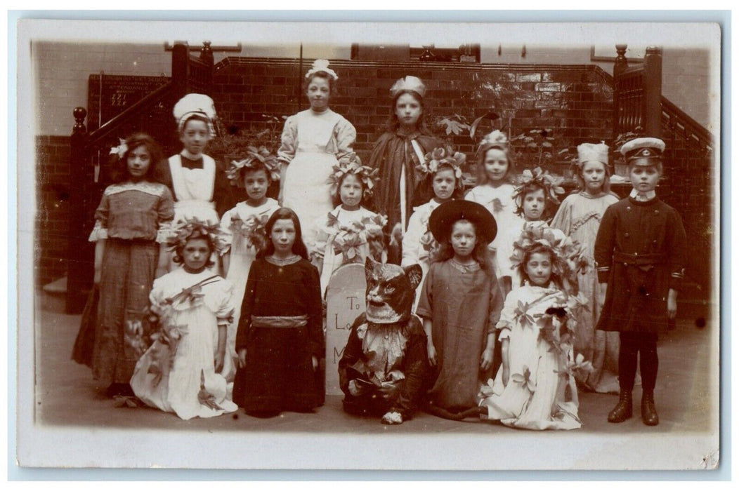 c1910's Children School Play Costumes England UK RPPC Photo Antique Postcard