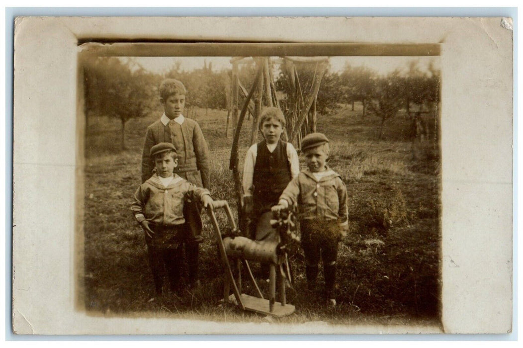 c1910's Children Scene Field Toy Game England UK RPPC Photo Antique Postcard