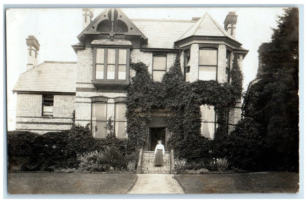 c1910's Woman Victorian House England United Kingdom UK RPPC Photo Postcard