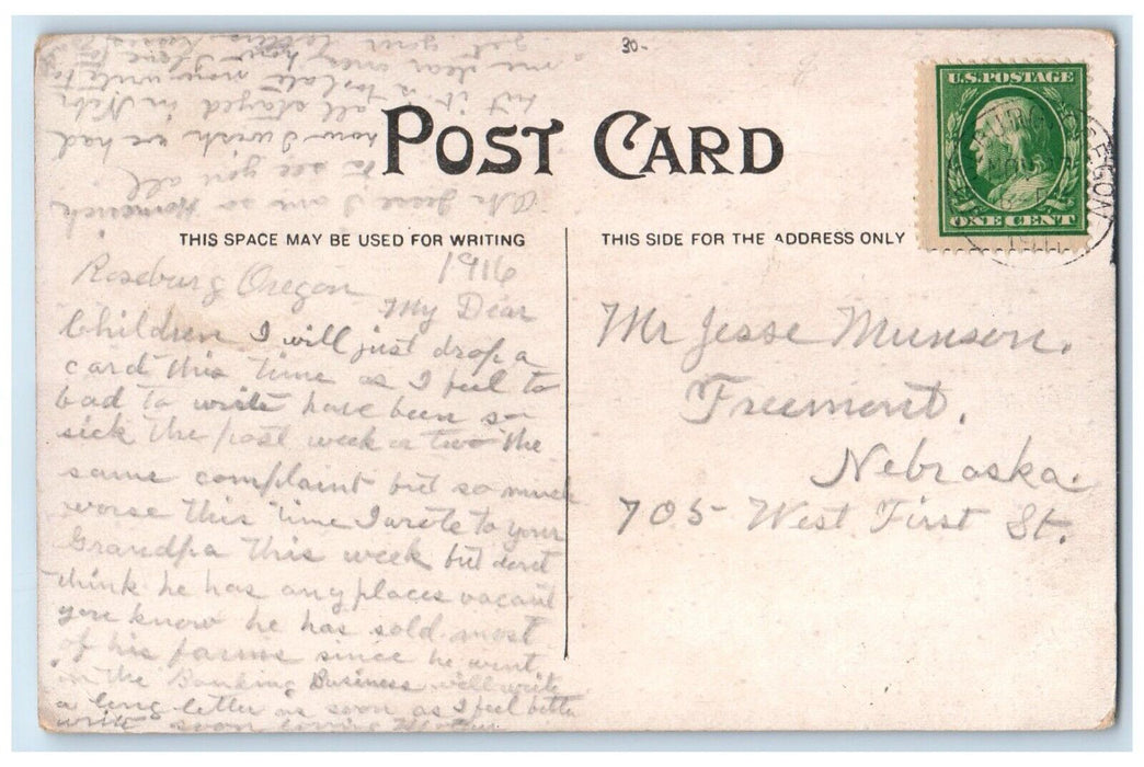 1916 Jackson Street Drugs Store Building Roseburg Oregon OR Antique Postcard
