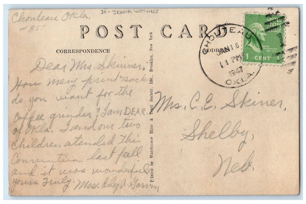 1947 Jehova's Witness Convention Grounds Chouteau Oklahoma OK Vintage Postcard