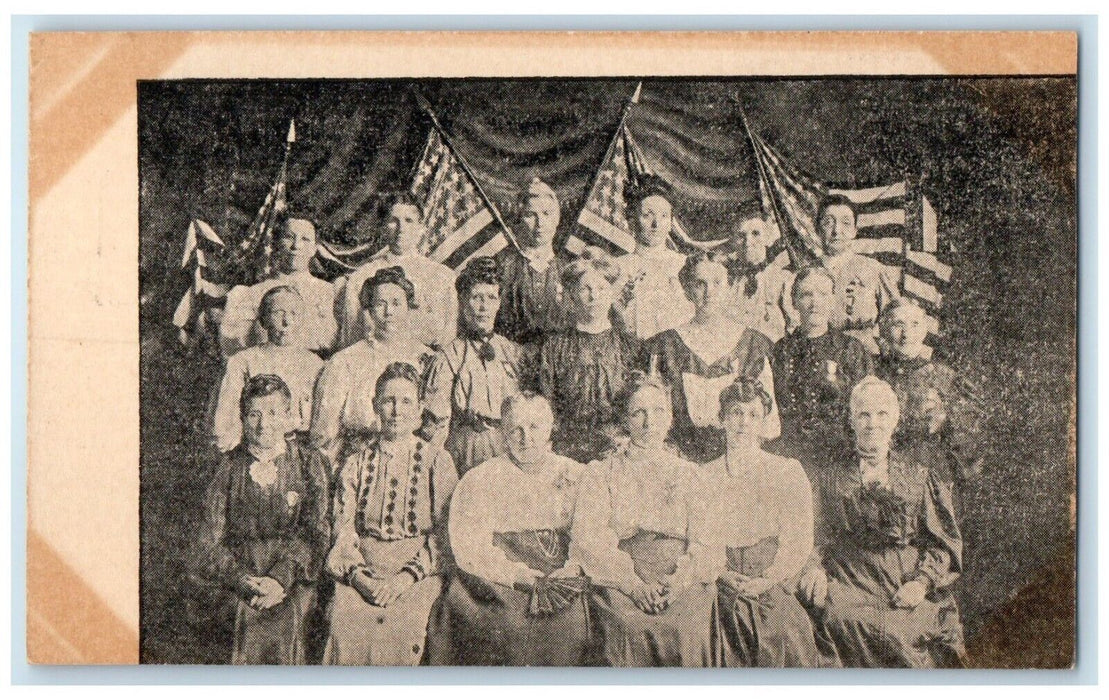 c1905 Patriotic Flags Womens Club Talmage Nebraska NE Unposted Antique Postcard