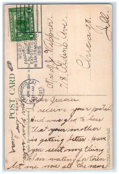 1913 Lands End Station Depot Railroad Golden Gate San Francisco CA Postcard