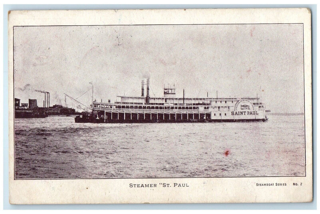1908 Steamer Cruise Ship Lake St Paul Madison Illinois Antique Vintage Postcard