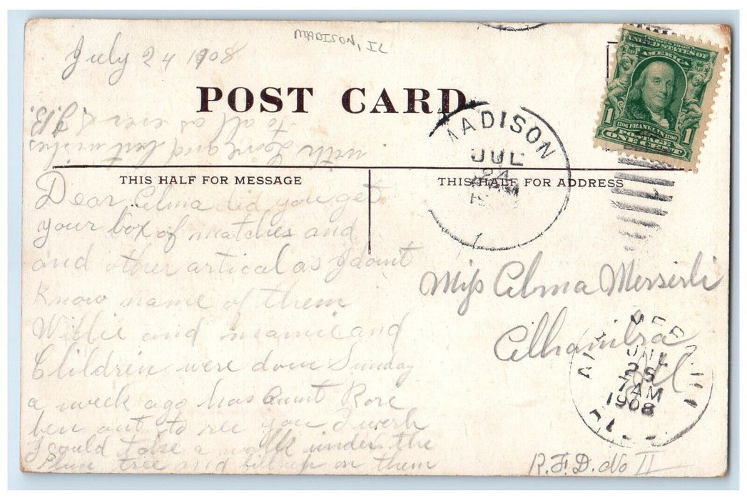 1908 Steamer Cruise Ship Lake St Paul Madison Illinois Antique Vintage Postcard