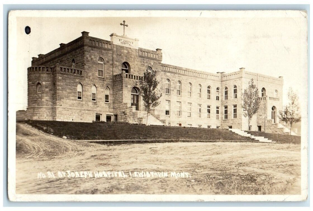 1921 St. Joseph Hospital Building View Lewistown Montana MT RPPC Photo Postcard