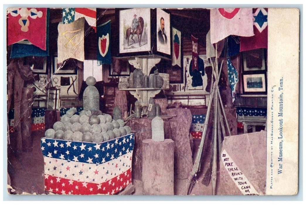 1908 War Museum Interior View Lookout Mountain Tennessee TN Antique Postcard