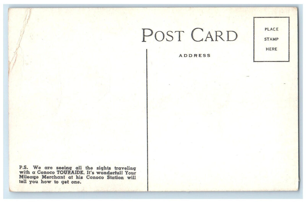 1940 Vincennes Buildings Catholic Cathedral Library Indiana IN Touraide Postcard
