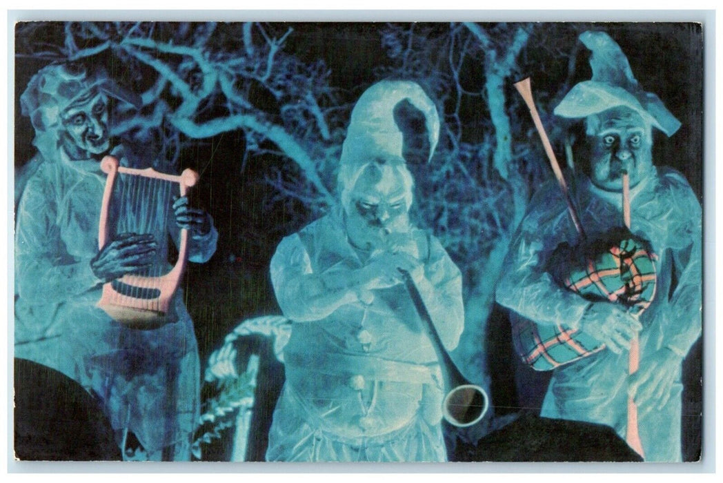 c1960 Haunted Mansion Trembling Trio Deceased Musicians Disney Florida Postcard