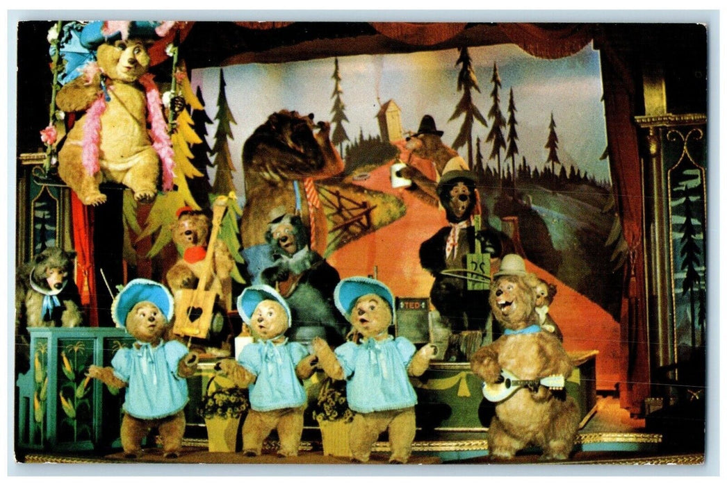 c1960 Country Bear Jamboree Frontierlands Grizzly Hall Disney Florida Postcard