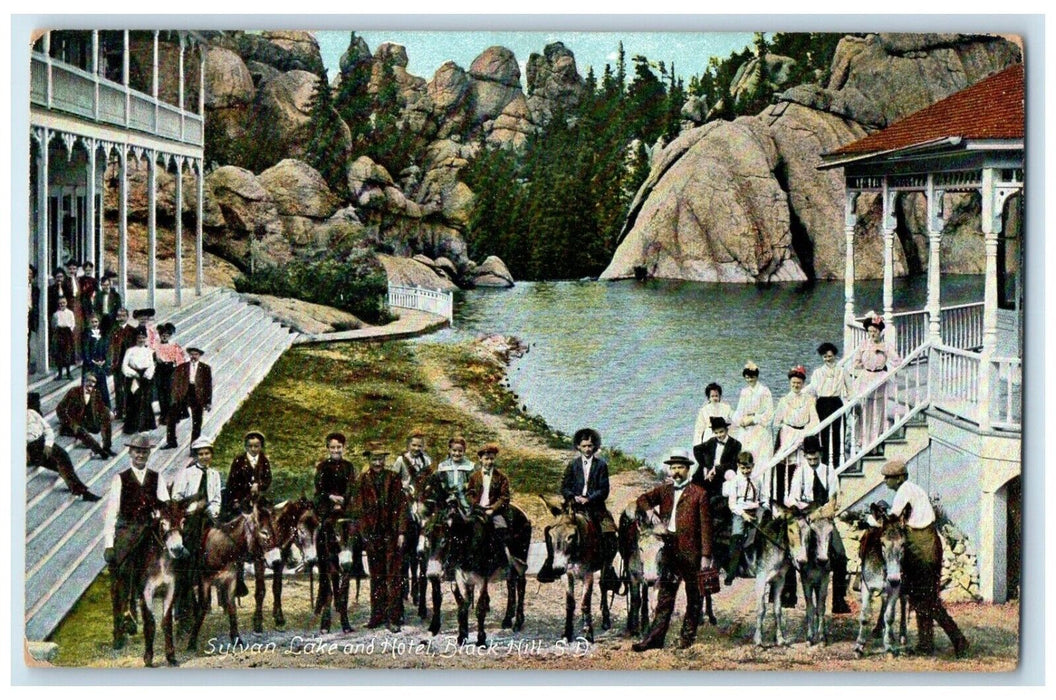 1910 Sulvan Lake Hotel Donkey Exterior Building Black Hill South Dakota Postcard